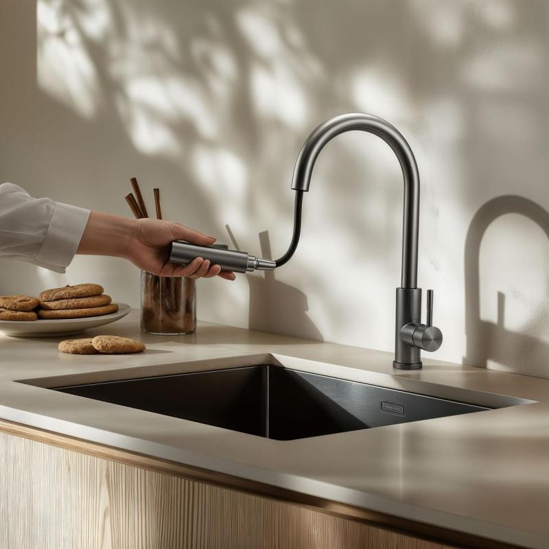 Pure.Sink Elite Steel Stream-S kuchyňská baterie PVD Gun metal s výsuvnou výpustí PS8045-61