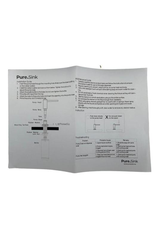 Pure.Sink Elite Steel Shine vestavěný dávkovač mýdla Matná Černá, shora plnitelný PS9010-10