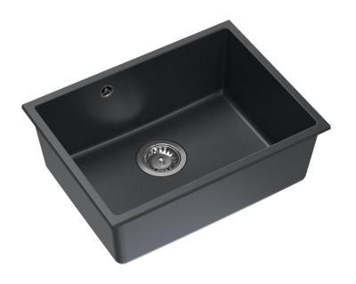 Quadri Elston Antracitový žulový podstavný dřez 495x360mm s nerezovou zátkou 1208967659