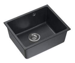 Quadri Elston Antracitový Granitový Podstavný Dřez 420x335mm s Nerezovým Zátkou 1208967660