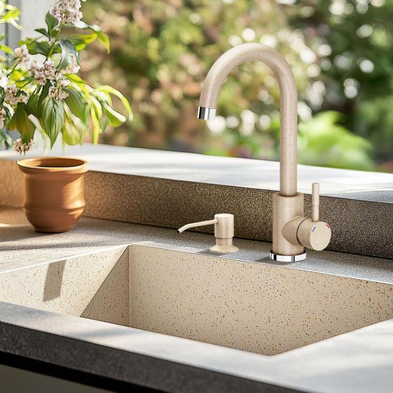 Quadri Coventry Kuchyňská Baterie Písková Béžová s Otočným Výtokem 1208967667
