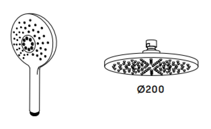 Waterevolution Flow termostatická sprchová kombinace s dešťovou sprchou RVS 200mm kulatá T141TNRIE