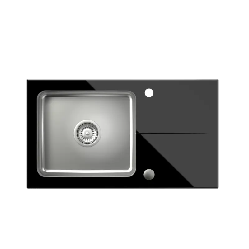 Quadri Glazz Set met Keukenkraan en Opbouw RVS Spoelbak met Zwarte Glazen Afdruipgedeelte - 77x44cm Omkeerbaar - 1208967734

Quadri Glazz set s kuchyňskou baterií a vestavěným nerezovým dřeze