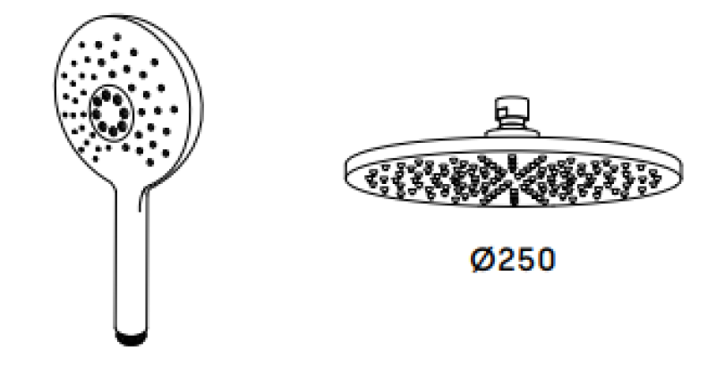 Waterevolution Flow termostatická sprchová sada s dešťovou sprchou matná černá 250 mm kulatá T141TNR25PR
