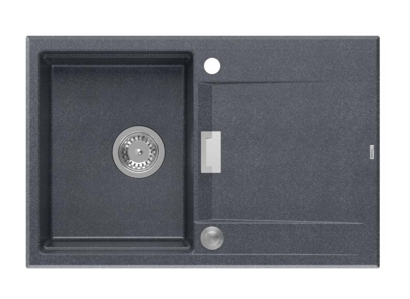 Quadri Minton Granitový Vestavný Dřez Antracitový 76x50 cm s Odkapávačem, Obojestranný a Nerezový Zátka - 1208967744