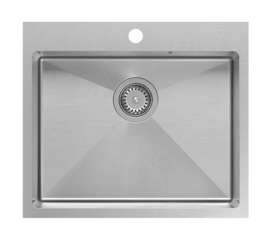 Aquadesign Clara Nerezový Dřez 55x48cm Nadstavba nebo Vestavba s Otvorem pro Baterii a Nerezovým Uzávěrem - 1208967756