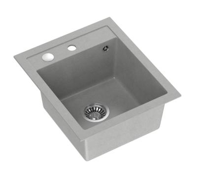 Quadri London Granite Grey Sink 43x50cm with Tap Hole Bench and Stainless Steel Plug - 1208967765