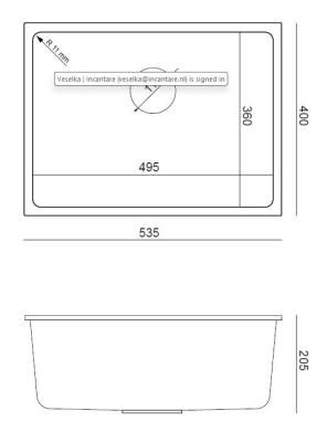 Quadri Elston Šedý Žulový Podmontážní Dřez 495x360mm s Nerezovou Zátkou 1208967773