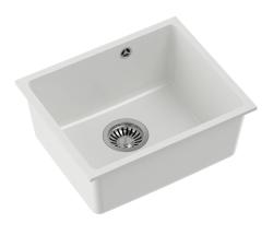 Quadri Elston Bílý Žulový Podstavný Dřez 420x335mm s Nerezovou Zátkou 1208967776
