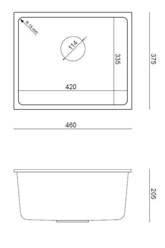 Quadri Elston Bílý Žulový Podstavný Dřez 420x335mm s Nerezovou Zátkou 1208967776