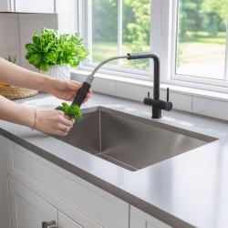 Quadri Ellesmere Kuchyňská baterie Černá 3-cestná s připojením na filtrovanou vodu 1208967780