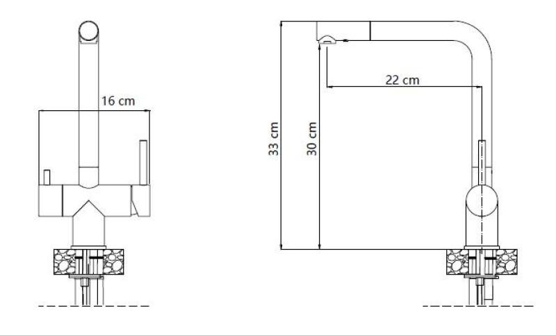 Quadri Ellesmere Kuchyňská baterie z nerezové oceli 3-cestná s připojením pro filtrovanou vodu 1208967782