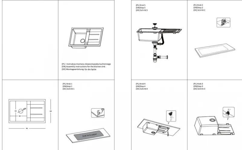 Quadri Sheffield Šedý Granitový Dřez s Odkapávačem a Měděnou Zátkou 78x50cm - 1208967791