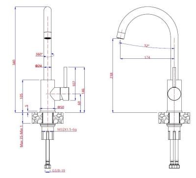 Quadri Kendal Sada s kuchyňskou baterií, dávkovačem tekutin a žulovým antracitovým dřezem 60x44 cm s odkapávací částí a zlatou zátkou a přepadem - 1208967843