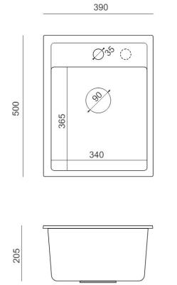 Quadri London Granite Grey Sink 39x50 cm with Tap Hole for Surface Mount - 1208967844