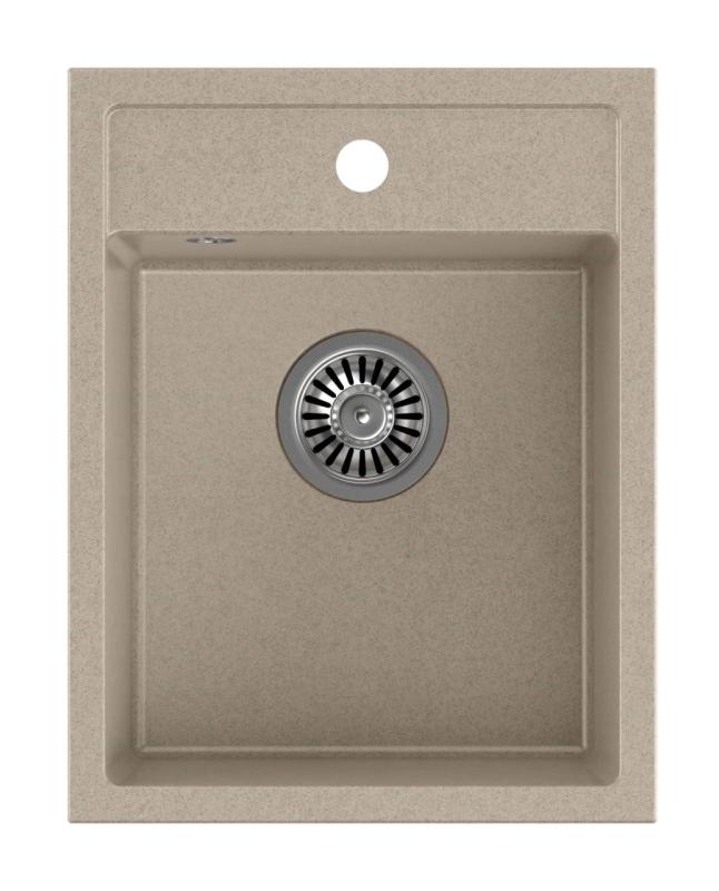 Quadri Londýn Granitový Bežový Pískový Dřez 39x50 cm s Otvorem pro Baterii - 1208967845