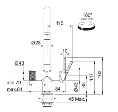Franke Maris vodní hub 4L boiler 3-1 s Twist mechanickou baterií na vařící vodu Nerez 160.0711.523