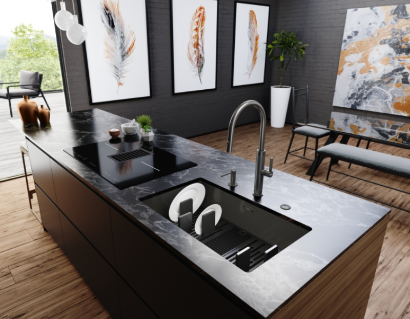 Franke Mythos Masterpiece Kuchyňská Baterie Antracit s J-výtokem a Vytažitelnou Sprchovou Hlavicí - 115.0711.555