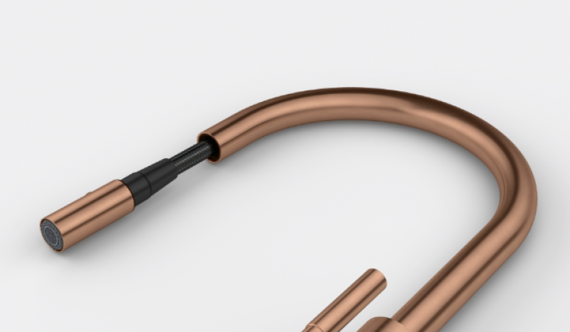 Franke Mythos Masterpiece Kuchyňská baterie Měď s J-ramenem a výsuvnou sprchovou hlavicí - 115.0711.557