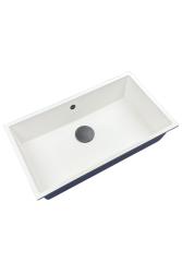 GraniteMy Universal Velký Bílý Žulový Dřez 74x40 cm s uzávěrem v odstínu gun metal - 1208967895