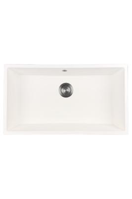 GraniteMy Universal Large White Granite Sink 74x40 cm with Gun Metal Plug - 1208967895