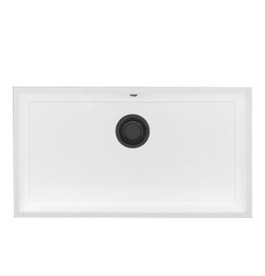 GraniteMy Universal Large White Granite Sink 74x40 cm with Gun Metal Plug - 1208967895