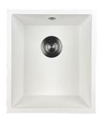 GraniteMy Universele Witte Granieten Spoelbak 34x40 cm wit opbouw onderbouw en vlakbouw met gun metal plug 1208967904