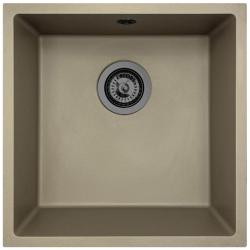 GraniteMy Universal Taupe Žulový Dřez 40x40 cm montáž na pracovní desku, spodní montáž a rovná montáž s gun metal zátkou - 1208967913