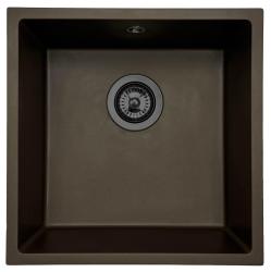 GraniteMy Universal Café Granitový Dřez 40x40 cm montáž na desku, pod montáž a rovná montáž s gun metal zátkou - 1208967917