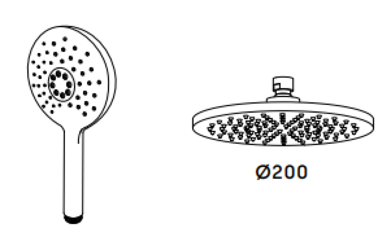 Waterevolution Flow třícestná sprchová baterie s hlavovou sprchou a kulatou ruční sprchou měď T131NRCPE