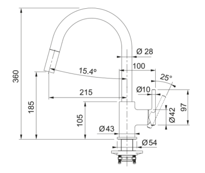 Franke Lina Kitchen Faucet Onyx with Pull-Out Hand Shower 115.0626.055
