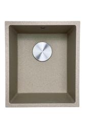 GraniteMy Universal granitový béžový pískový dřez 34x40 cm pro montáž na desku, pod desku a do roviny s nerezovou zátkou 1208968007