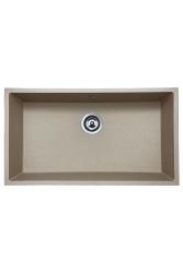 GraniteMy Universele granieten beige zand spoelbak 74x40 cm voor opbouw, onderbouw en vlakbouw met RVS plug 1208968017