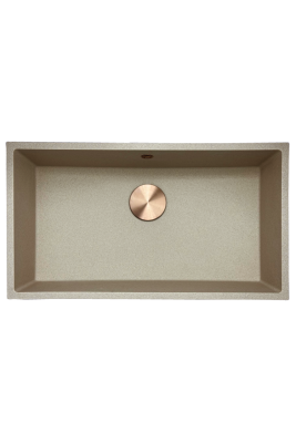 GraniteMy Universal granite beige sand sink 74x40 cm surface-mounted, under-mounted, and flush-mounted with copper plug 1208968019