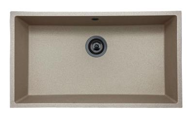 GraniteMy Universal granite beige sand sink 74x40 cm surface-mounted, undermount, and flush-mount with gunmetal plug 1208968021