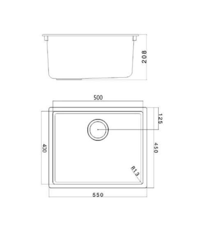 Zwartý dřez 50x40cm podstavba, vestavba a rovnoplošná montáž se zlatou zátkou 1208968037