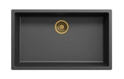 Black large sink 70x40cm undermount, surface mount, and flush mount with gold plug 1208968040