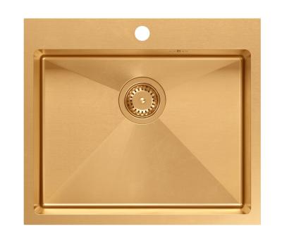 Aquadesign Clara Dřez Měď 55x48cm Nadstavbový nebo Vestavný s Otvorem pro Baterii a Měděnou Zátkou - 1208969505