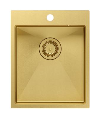 Aquadesign Clara Dřez Zlatý 40x50 cm Vestavěný nebo Polozapuštěný s Otvorem pro Baterii a Zlatou Zátkou - 1208969506