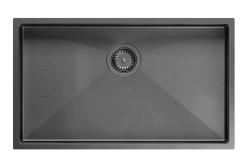 Aquadesign Zara Dřez Gun metal 74x44cm Podstavba, Plochá montáž a Povrchová montáž s Gun metal Zátkou - 1208969508