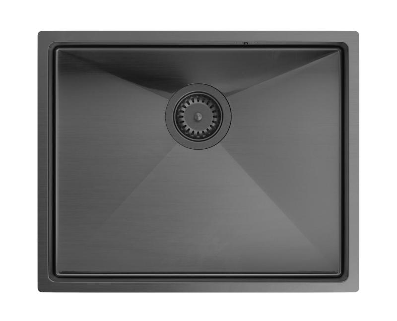 Aquadesign Zara Dřez Gun metal 54x44cm Podstavba, Vestavba a Stavba s Gun metal Zátkou - 1208969511