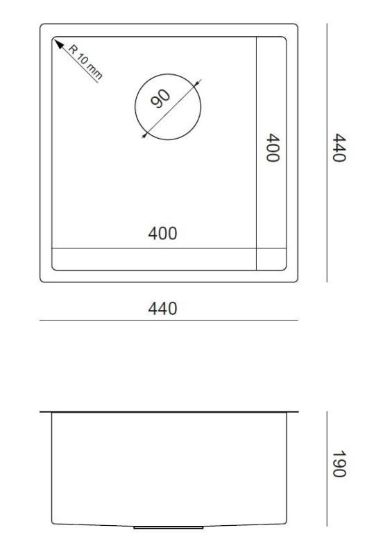 Aquadesign Zara Dřez Zlato 44x44cm Podstavba, Lícová montáž a Vestavba se Zlatou Zátkou - 1208969514