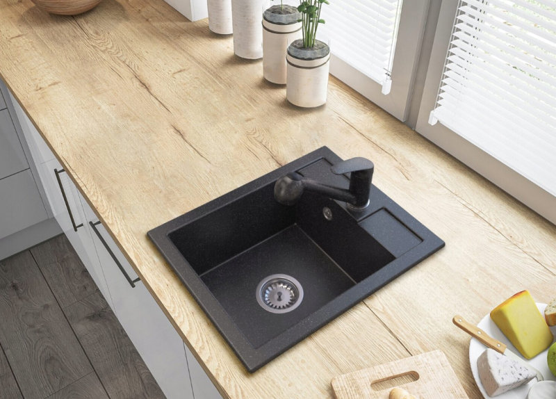 Granitland Rhea Kuchyňská baterie Vzhled tvrdého kamene Arduin s Vytahovací Výtokovou trubicí a Dvojfunkční Ruční sprchou 1208969536