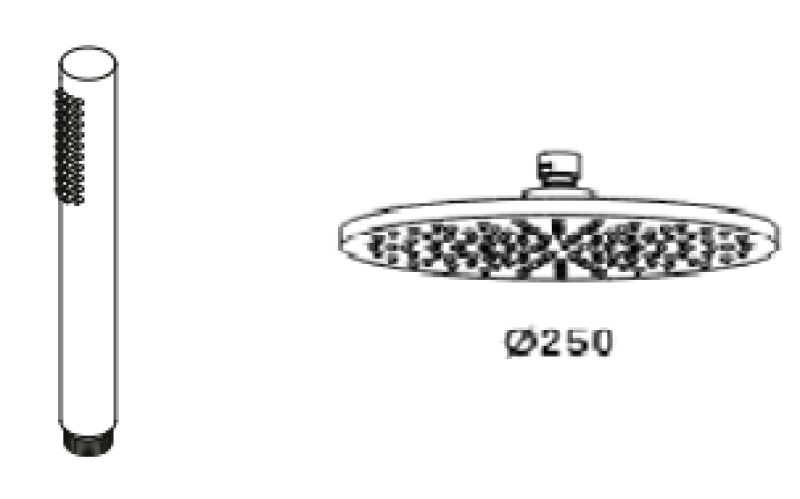 Waterevolution Flow termostatická třícestná sprchová baterie s ruční a hlavovou sprchou gun metal 250mm T131TN25GME