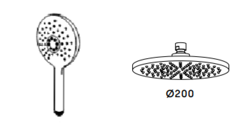 Waterevolution Flow thermostatic trojcestná sprchová baterie s hlavovou sprchou a kulatou ruční sprchou RVS T131TNRIE