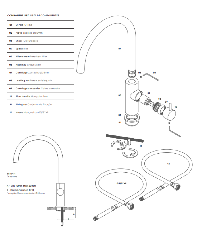 Waterevolution Flow kuchyňská baterie s otočným výtokem, bílá, model T158UBR