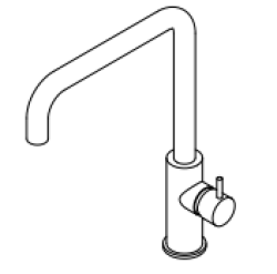 Waterevolution Flow kuchyňská baterie s úhlovým otočným výtokem mosaz T158HLE