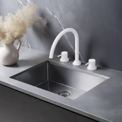 Waterevolution Flow tříotvorová kuchyňská baterie s otočným výtokem a přípojkou na filtrovanou vodu bílá T152UBR