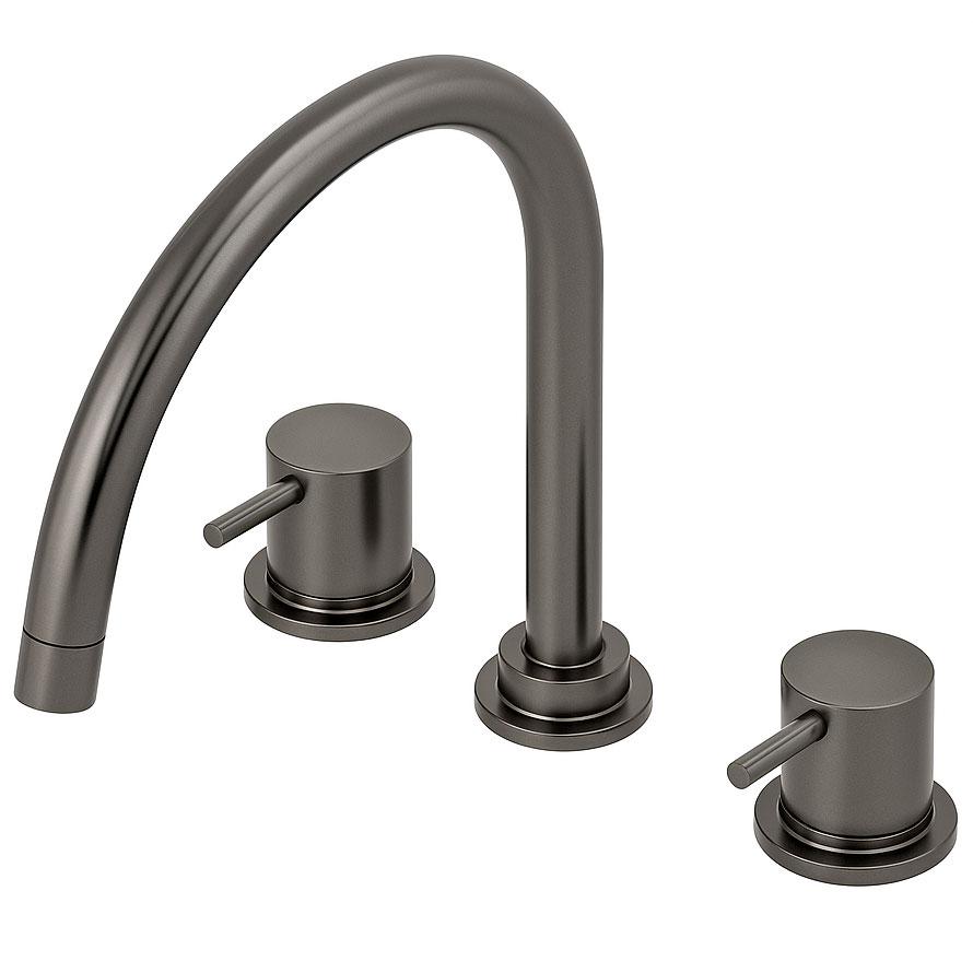 Waterevolution Flow 3-otvorová kuchyňská baterie s otočným výtokem a připojením na filtrovanou vodu gun metal T152UGME