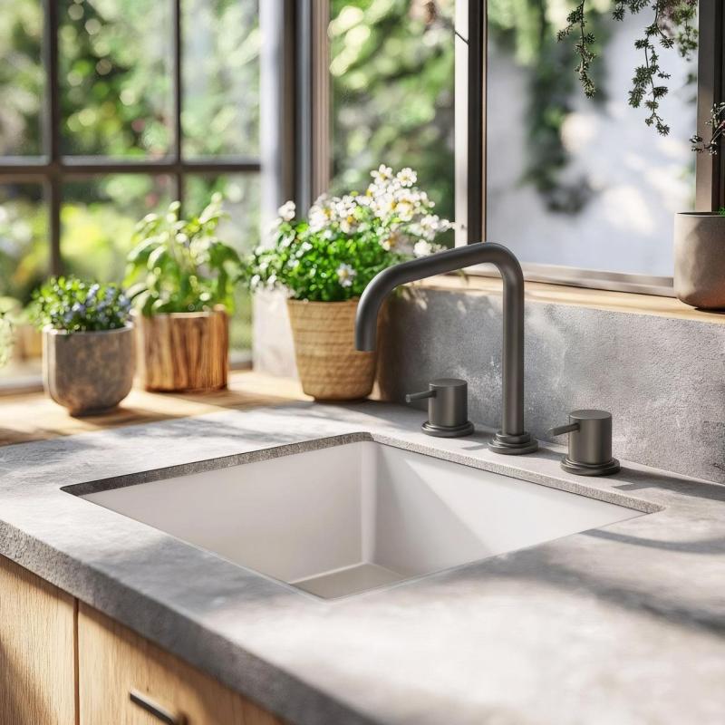 Waterevolution Flow 3-otvorová kuchyňská baterie s otočným výtokem a připojením na filtrovanou vodu gun metal T152HGME